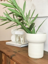 Load image into Gallery viewer, Original Hand-made Ceramic Vase - White Textured Vase With Wide Bulb - Truly One Of A Kind

