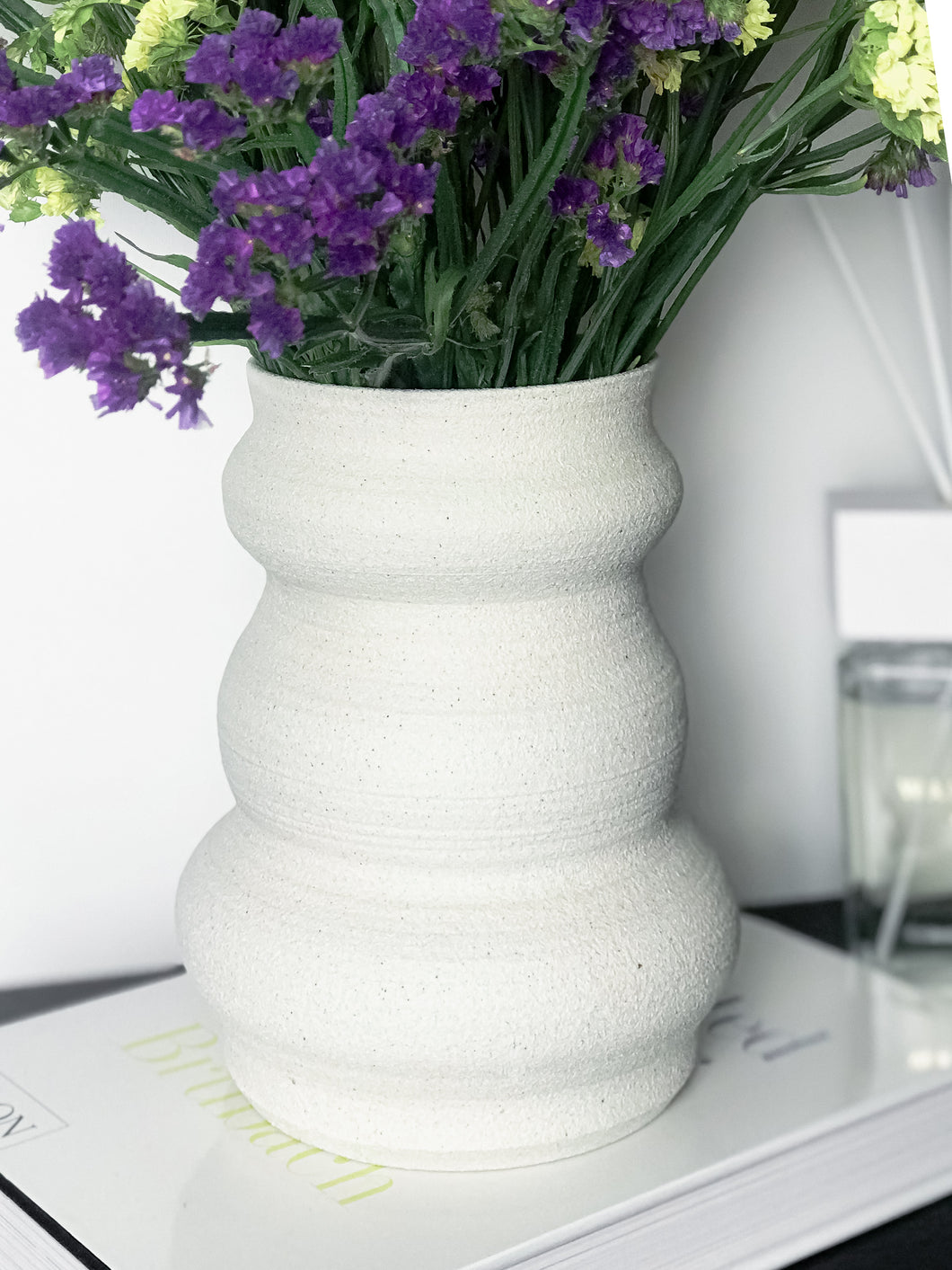 Original Hand-made Ceramic Vase - White Textured Vase With Wiggle - Truly One Of A Kind