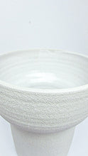 Load image into Gallery viewer, Original Hand-made Ceramic Vase - White Textured Vase With Wide Bulb - Truly One Of A Kind
